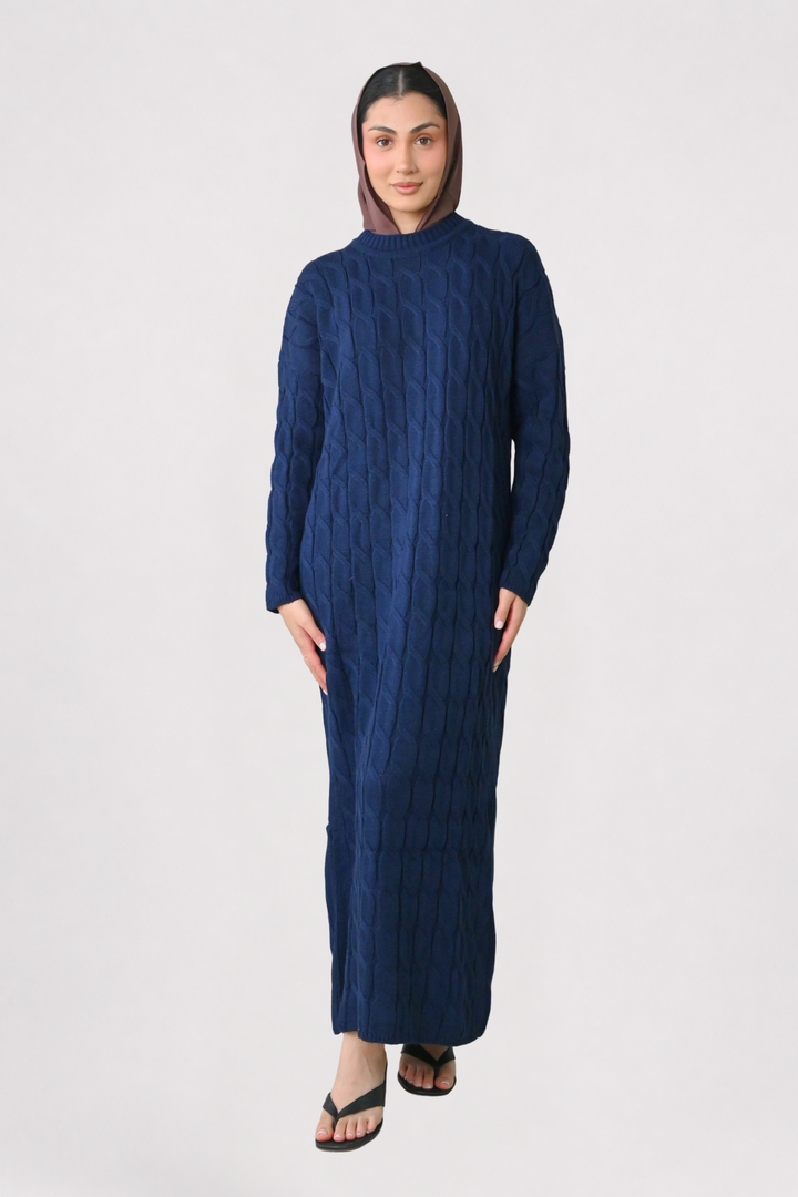 Navy Cable Knit Dress