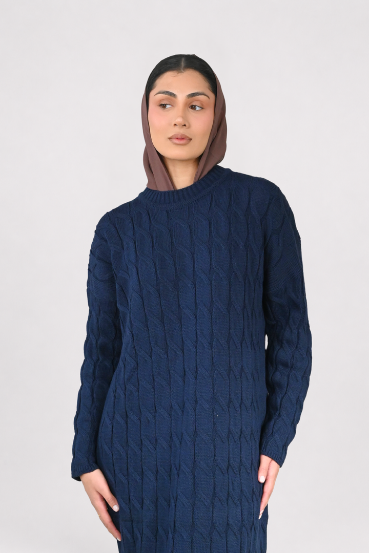 Navy Cable Knit Dress