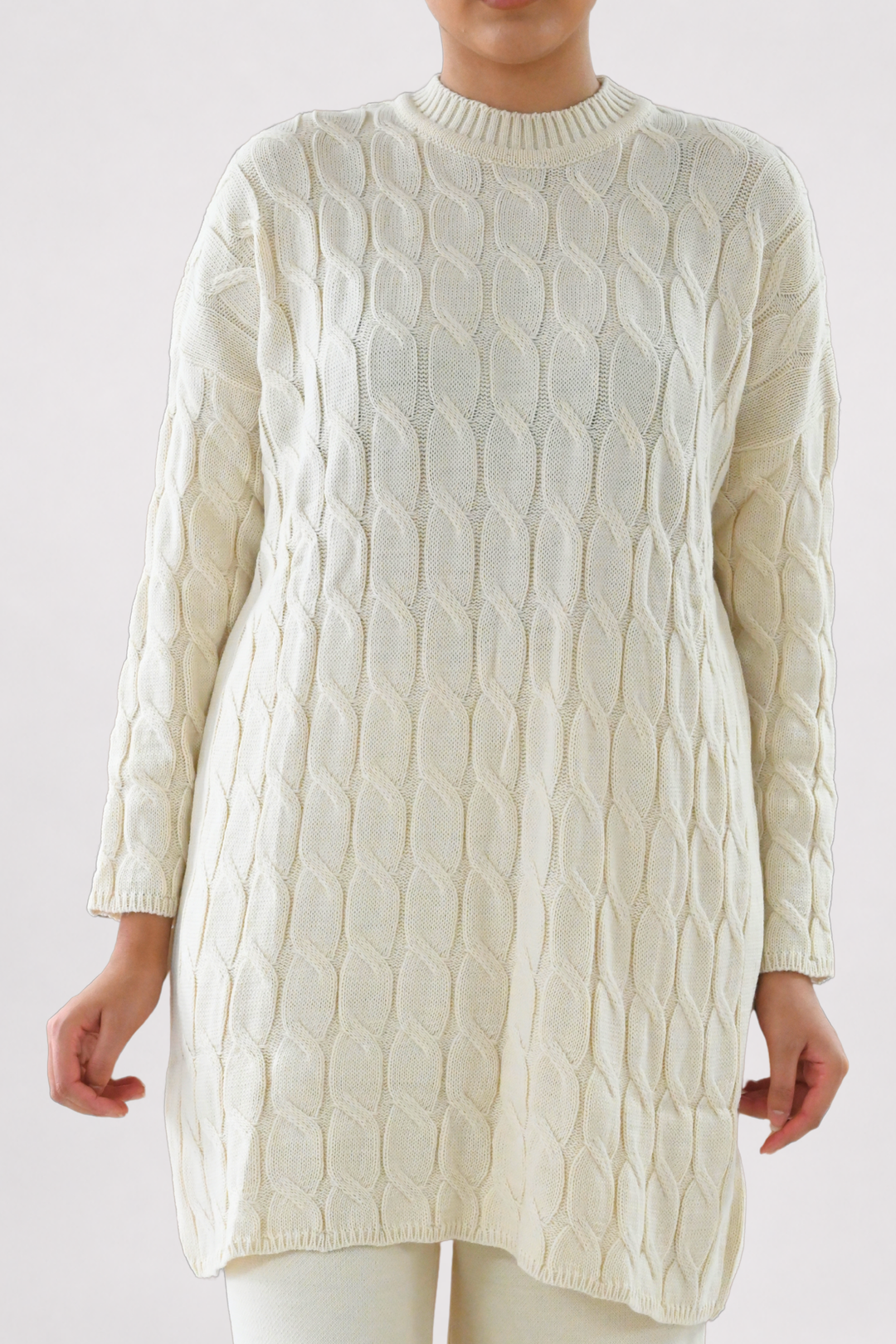 Cream Cable Knit Longline Co-ord