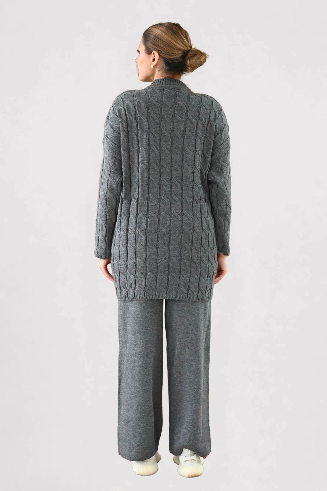 Grey Cable Knit Longline Co-ord