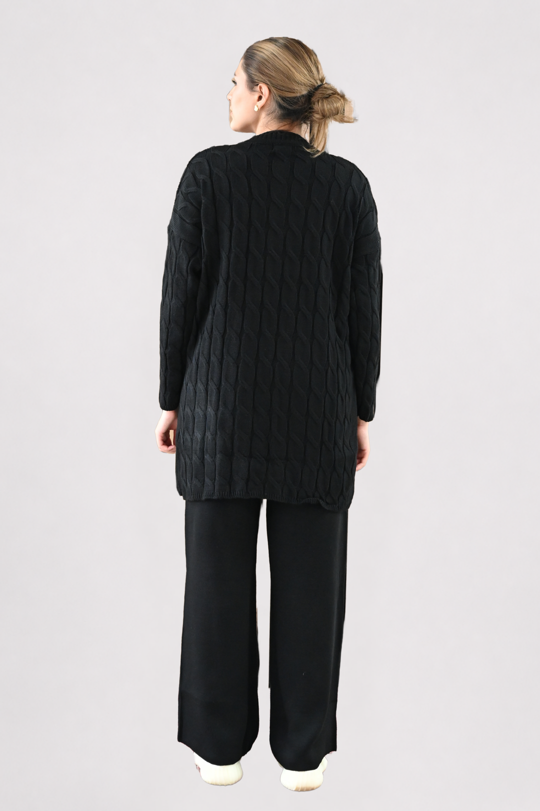 Black Cable Knit Longline Co-ord