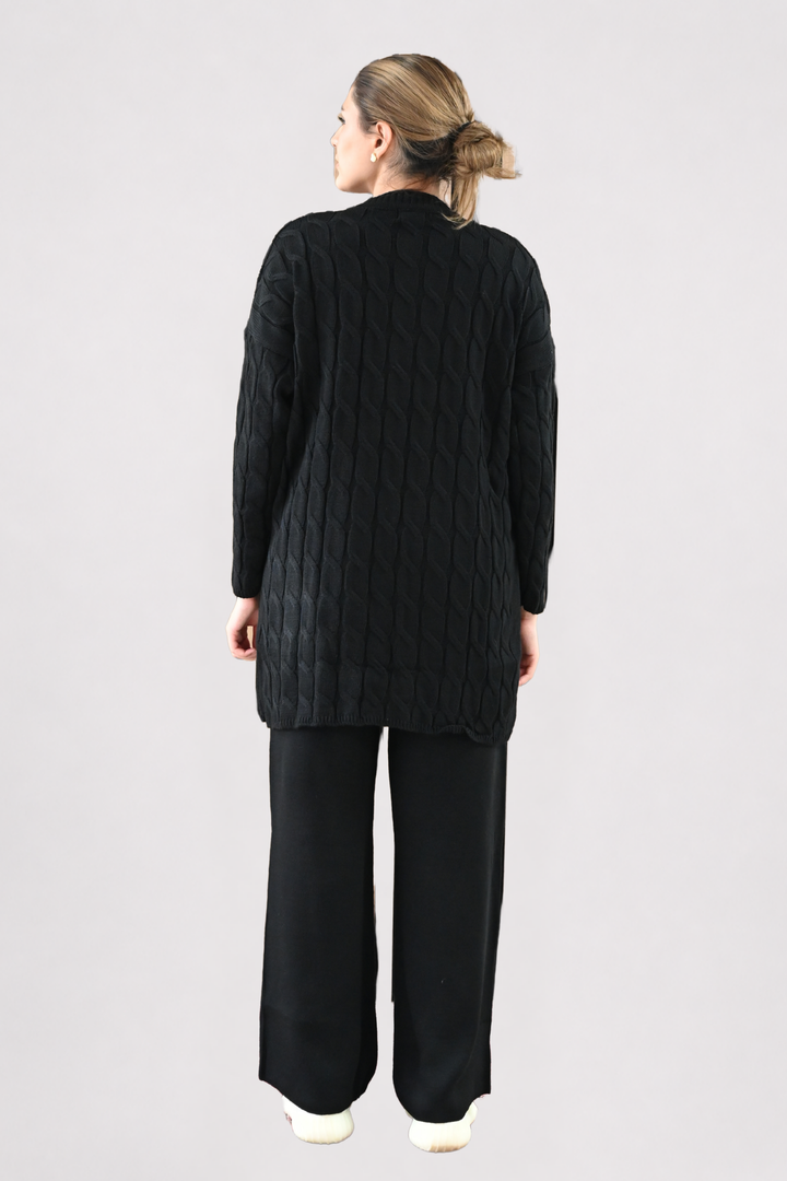Black Cable Knit Longline Co-ord