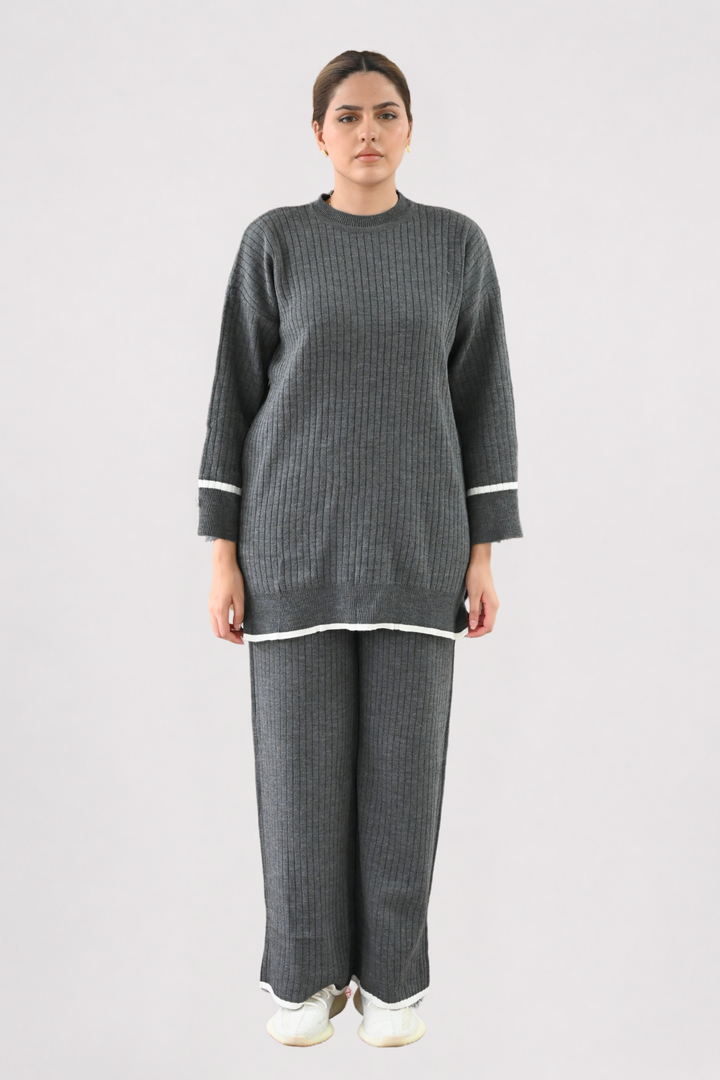 Grey Ribbed Knit Co-ord
