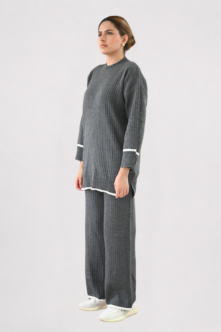 Grey Ribbed Knit Co-ord