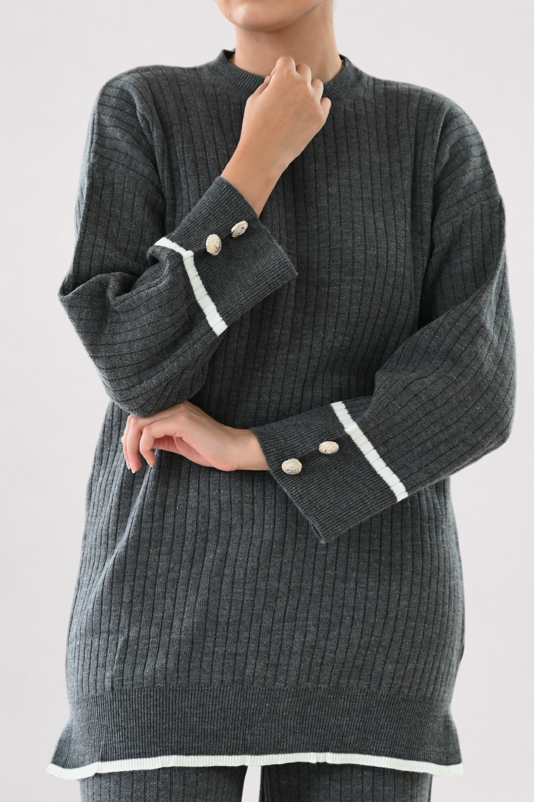 Grey Ribbed Knit Co-ord