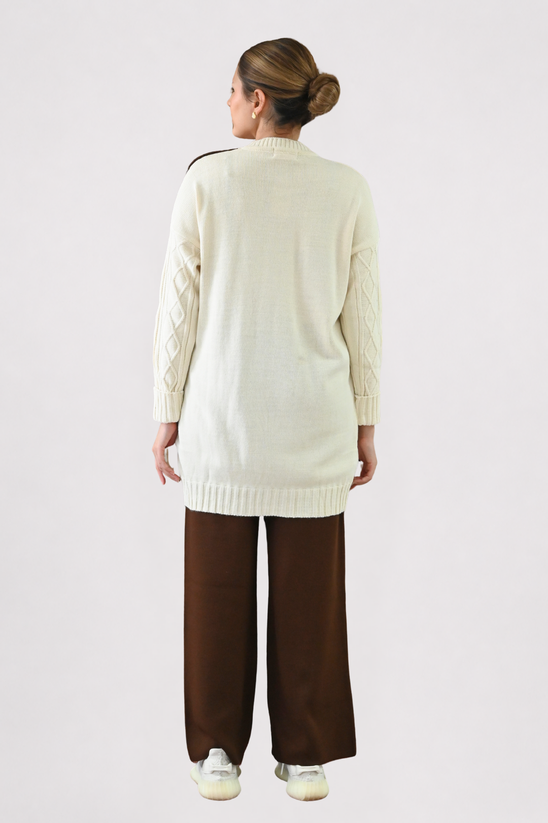 Colour Block Cable Knit Co-ord - Brown