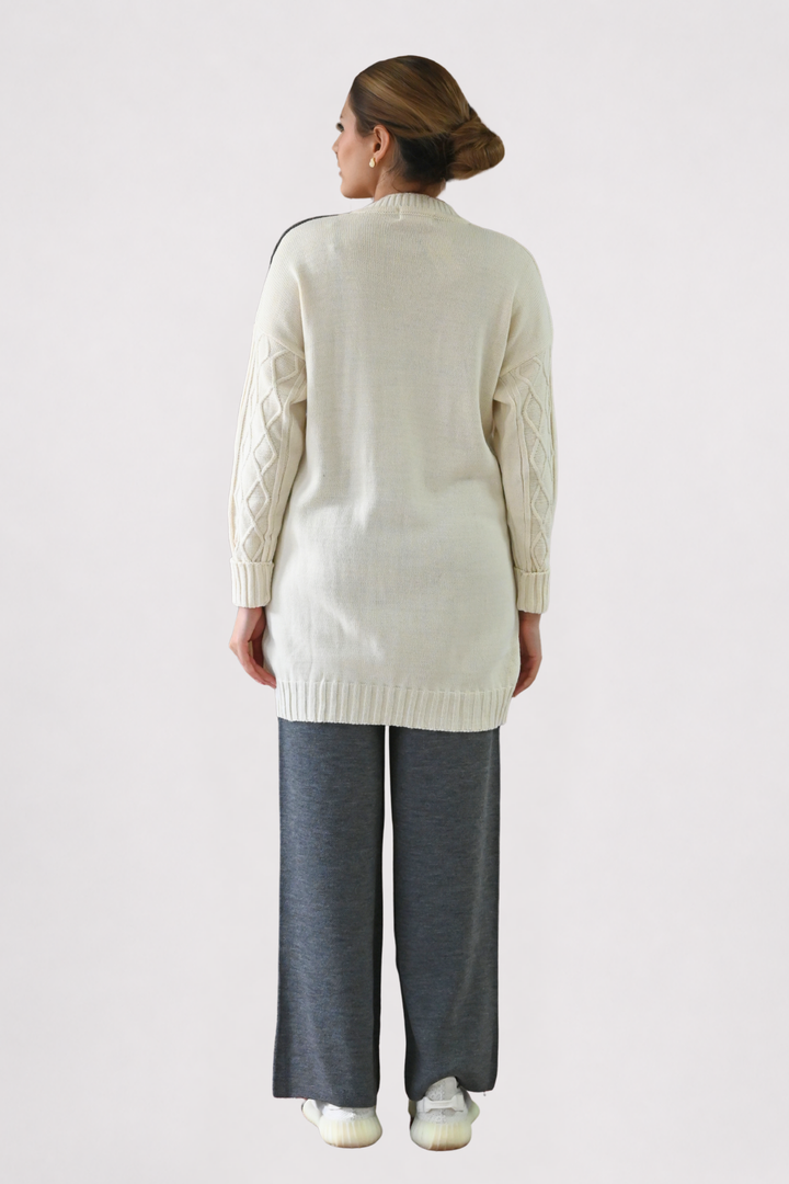 Colour Block Cable Knit Co-ord - Grey