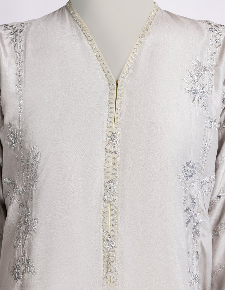 Raw Silk Maroon Kurti - J. Junaid Jamshed