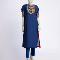Cotton Net Blue Kurti - J. Junaid Jamshed