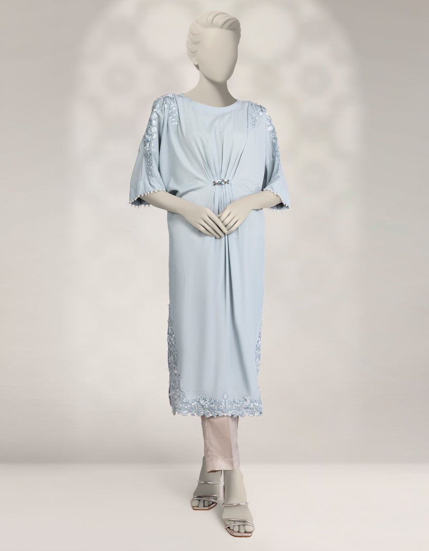 Silk Blue Kurti - J. Junaid Jamshed