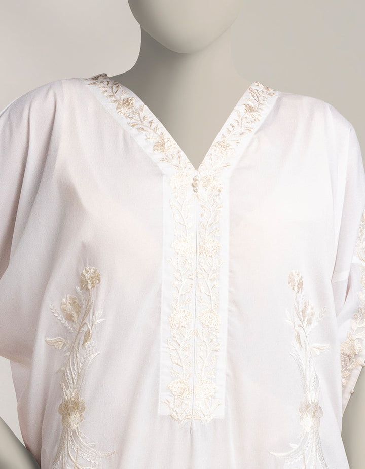 Silk White Kurti - J. Junaid Jamshed