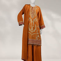 Organza Orange Unstitched Suit - J. Junaid Jamshed