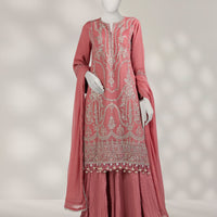 Organza Pink Unstitched Suit - J. Junaid Jamshed