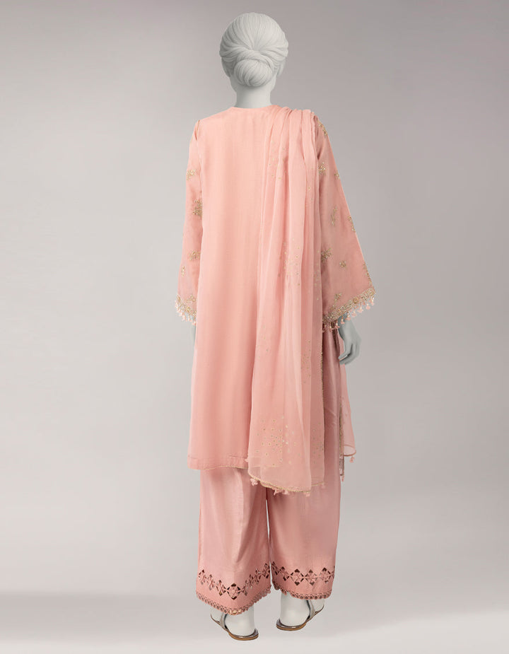 Organza Pink Unstitched Suit - J. Junaid Jamshed