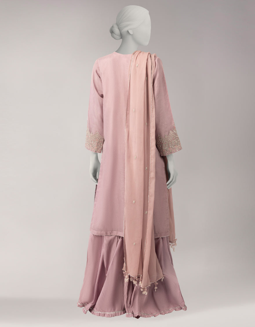 Organza Lilac Unstitched Suit - J. Junaid Jamshed