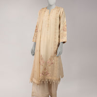 Organza Ivory Unstitched Suit - J. Junaid Jamshed