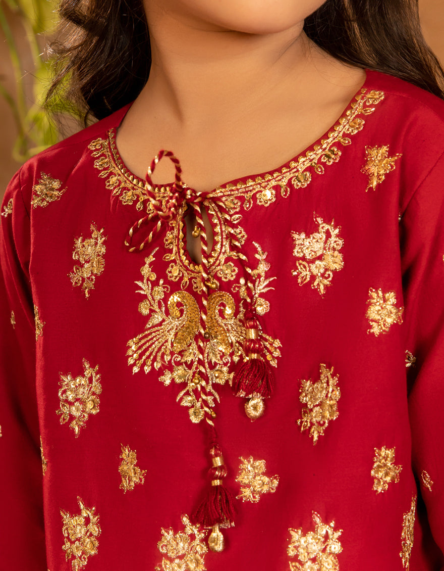 Lawn Red Stitched Suit - J. Junaid Jamshed