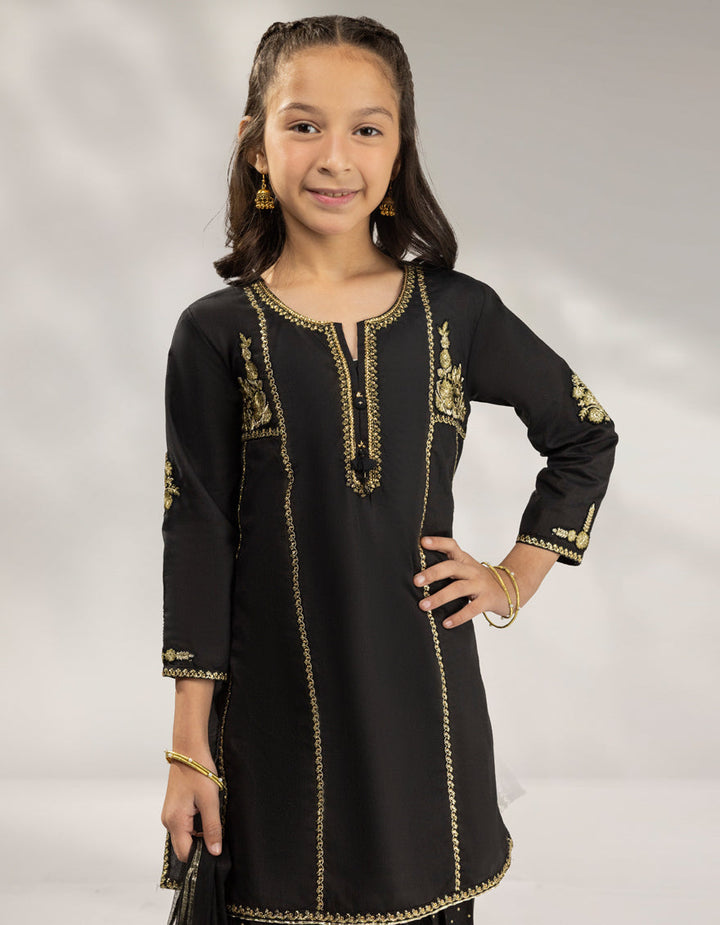 Lawn Silk Black Stitched Suit - J. Junaid Jamshed