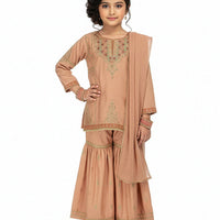 Raw Silk Peach Stitched Suit - J. Junaid Jamshed