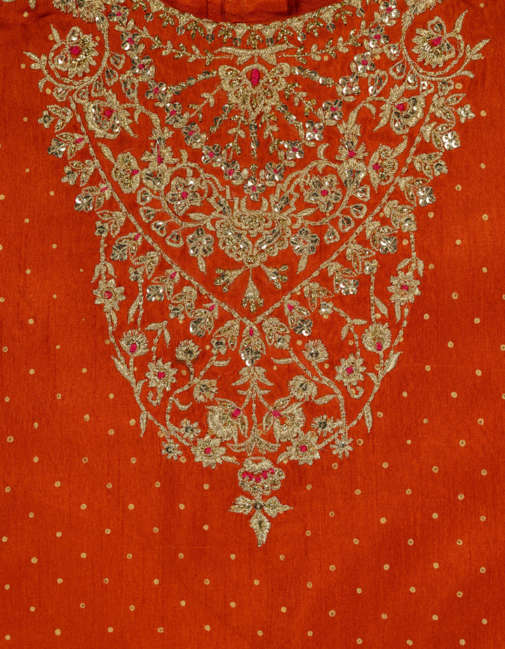 Raw Silk Rust Stitched Suit - J. Junaid Jamshed