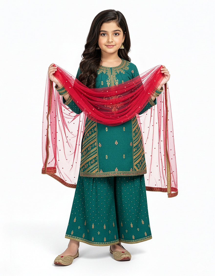 Raw Silk Blue Stitched Suit - J. Junaid Jamshed