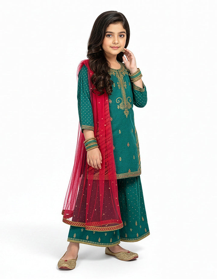 Raw Silk Blue Stitched Suit - J. Junaid Jamshed