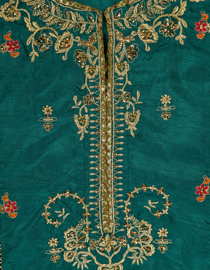 Raw Silk Blue Stitched Suit - J. Junaid Jamshed