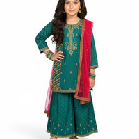Raw Silk Blue Stitched Suit - J. Junaid Jamshed