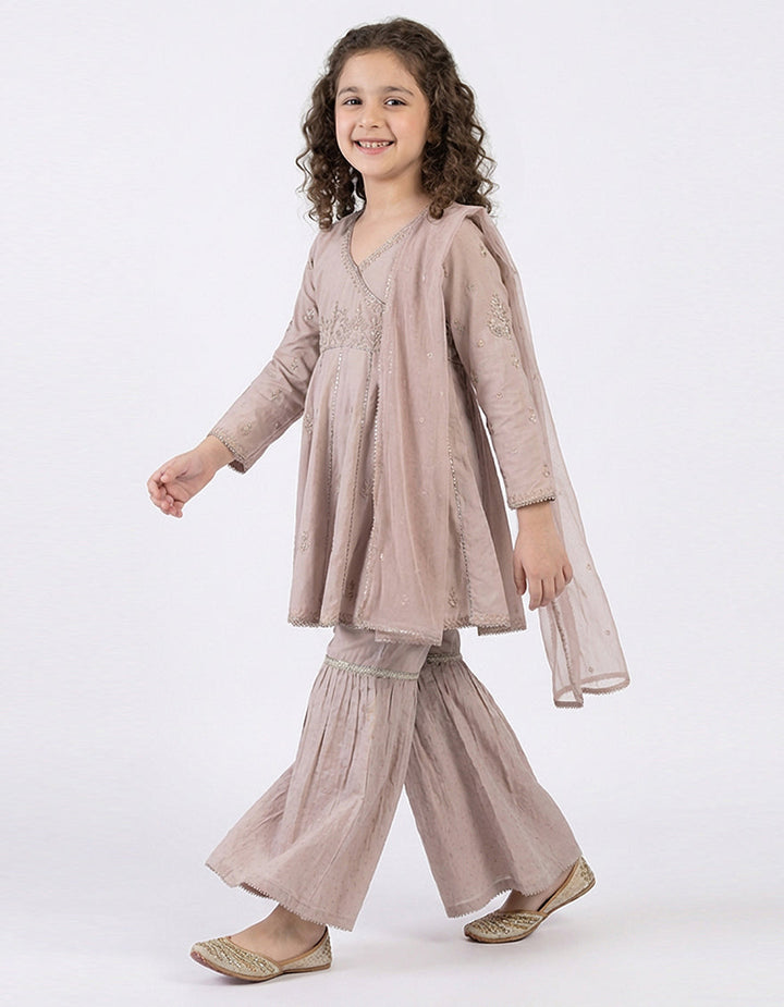 Raw Silk Lilac Stitched Suit - J. Junaid Jamshed