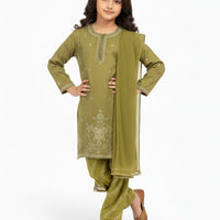 Maple Silk Green Stitched Suit - J. Junaid Jamshed