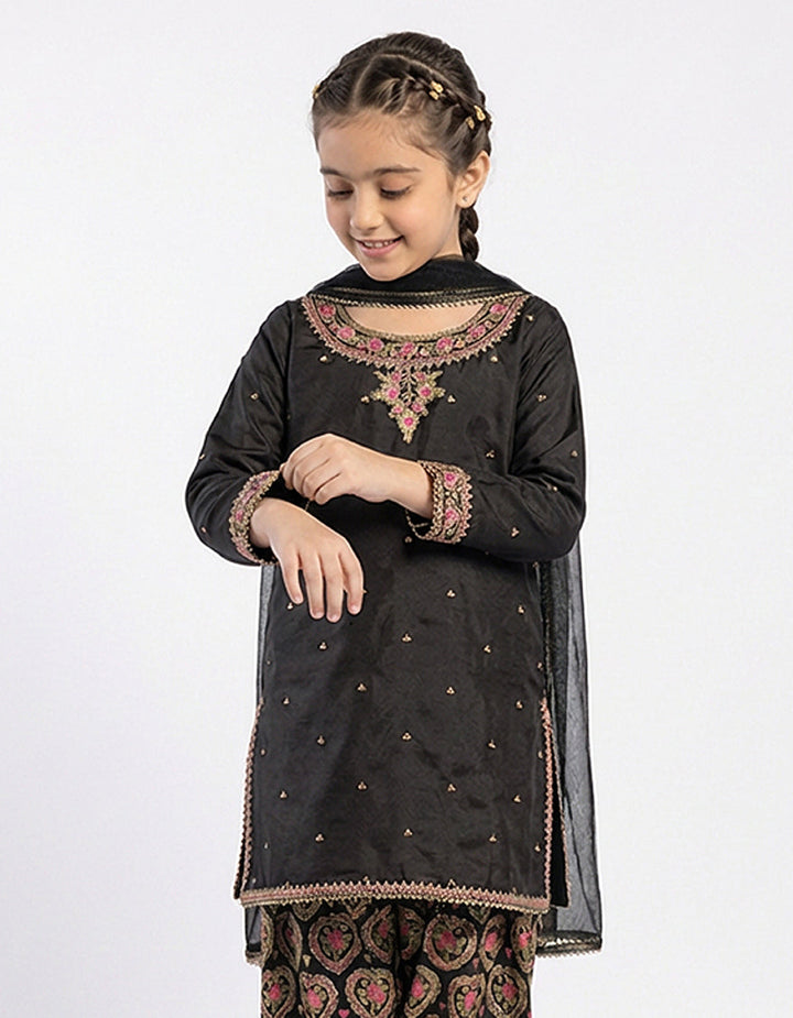 Maple Silk Black Stitched Suit - J. Junaid Jamshed