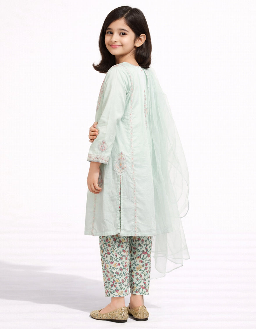 Dyed Dobby Blue Stitched Suit - J. Junaid Jamshed