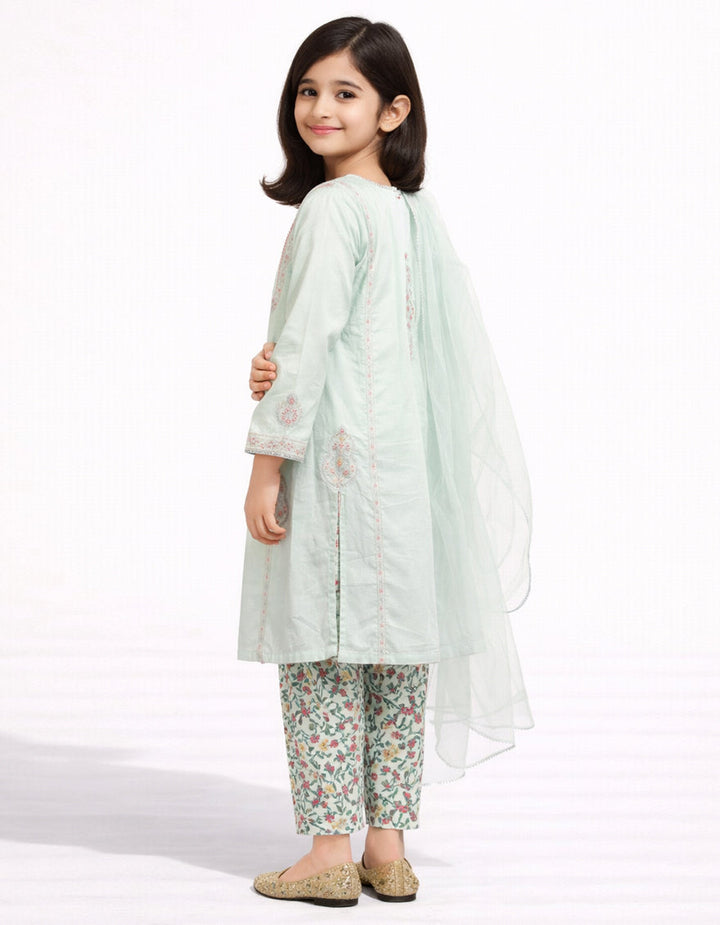 Dyed Dobby Blue Stitched Suit - J. Junaid Jamshed