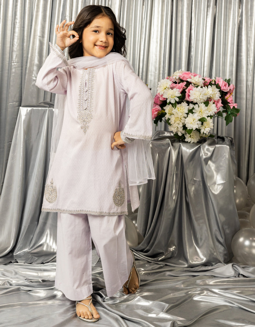 Dobby Purple Stitched Suit - J. Junaid Jamshed