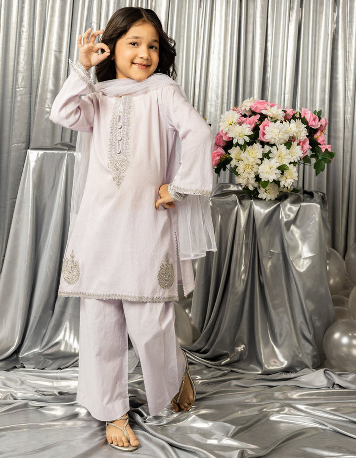 Dobby Purple Stitched Suit - J. Junaid Jamshed