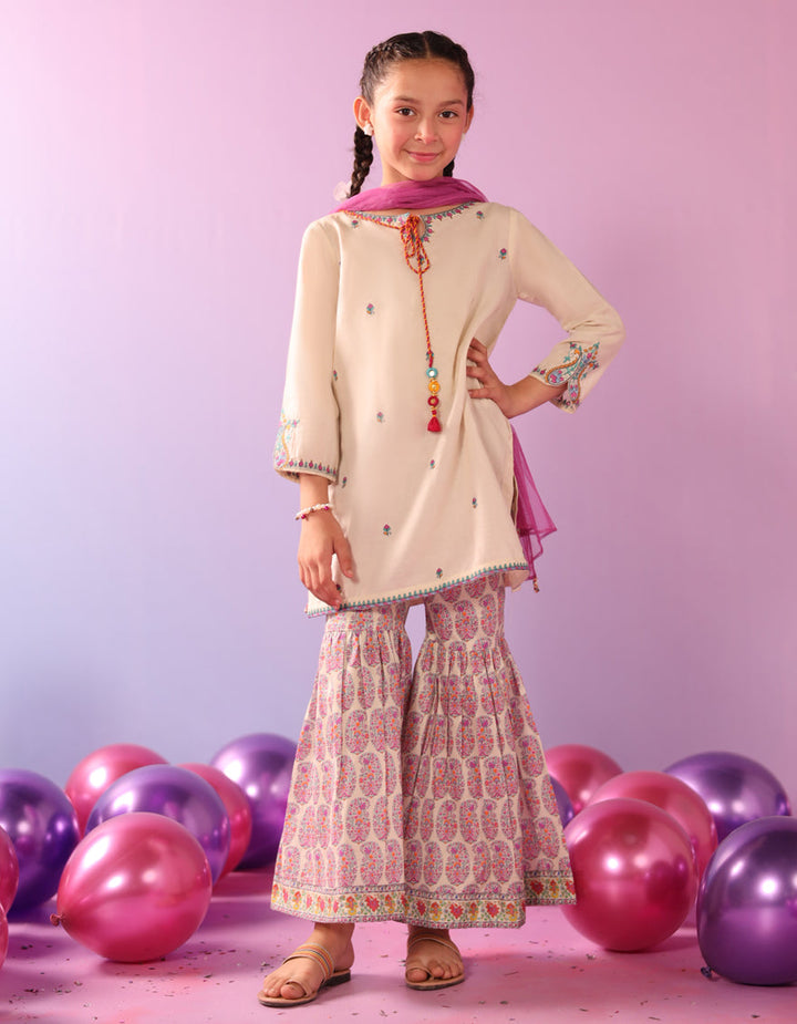 Lawn Beige Stitched Suit - J. Junaid Jamshed