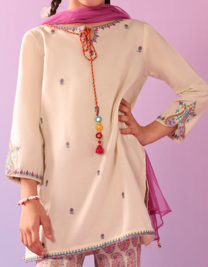 Lawn Beige Stitched Suit - J. Junaid Jamshed