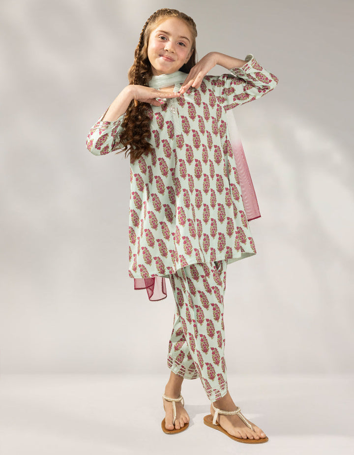 Linen Green Stitched Suit - J. Junaid Jamshed