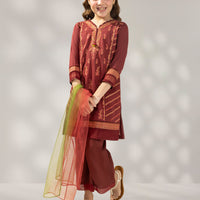 Khaddar Slub Maroon Stitched Suit - J. Junaid Jamshed