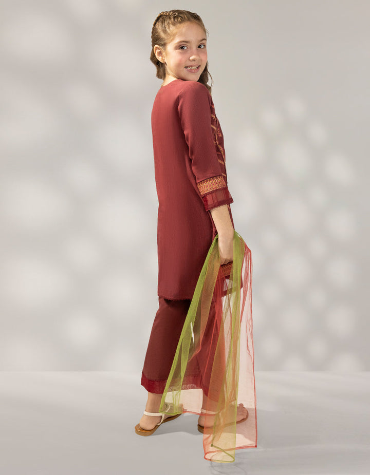 Khaddar Slub Maroon Stitched Suit - J. Junaid Jamshed
