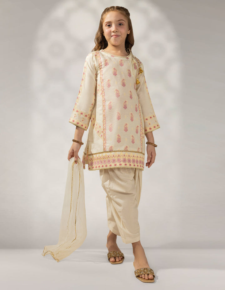 Jacquard Cream Stitched Suit - J. Junaid Jamshed