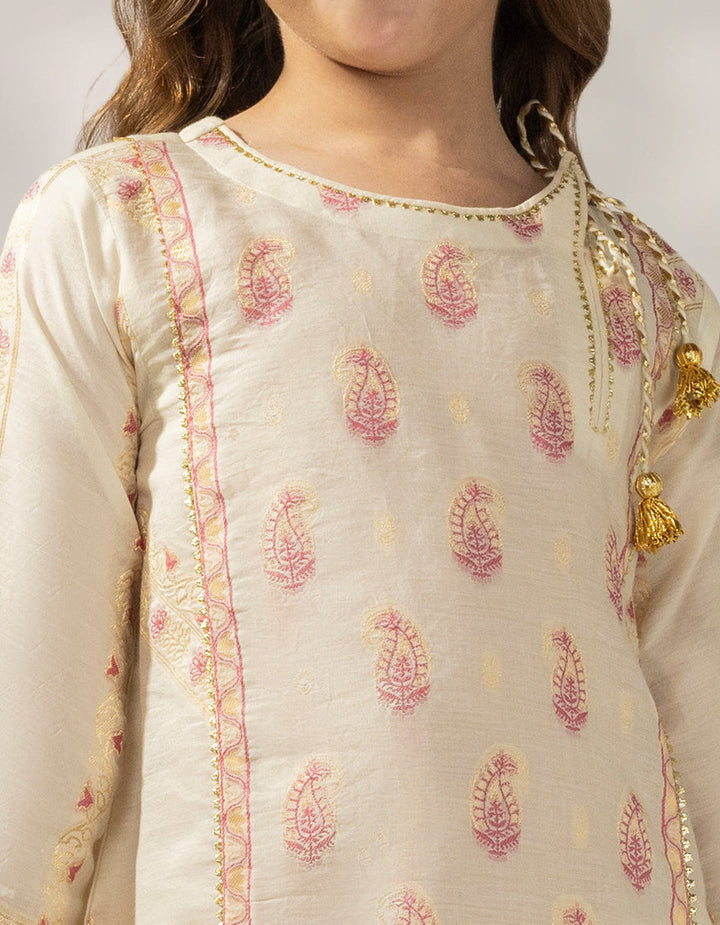 Jacquard Cream Stitched Suit - J. Junaid Jamshed