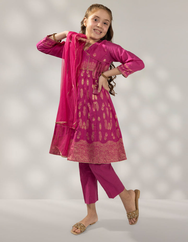 Jacquard Pink Stitched Suit - J. Junaid Jamshed
