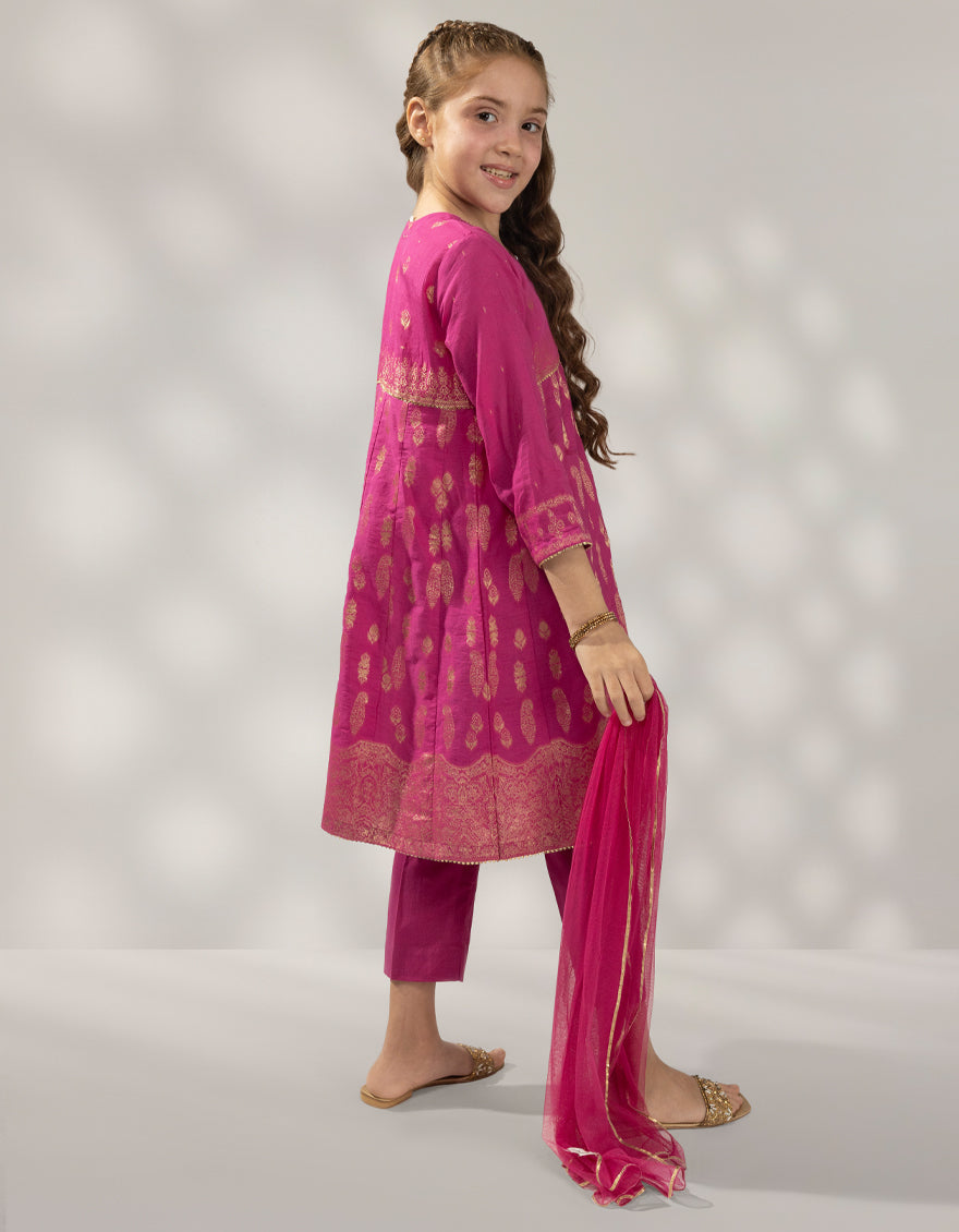 Jacquard Pink Stitched Suit - J. Junaid Jamshed