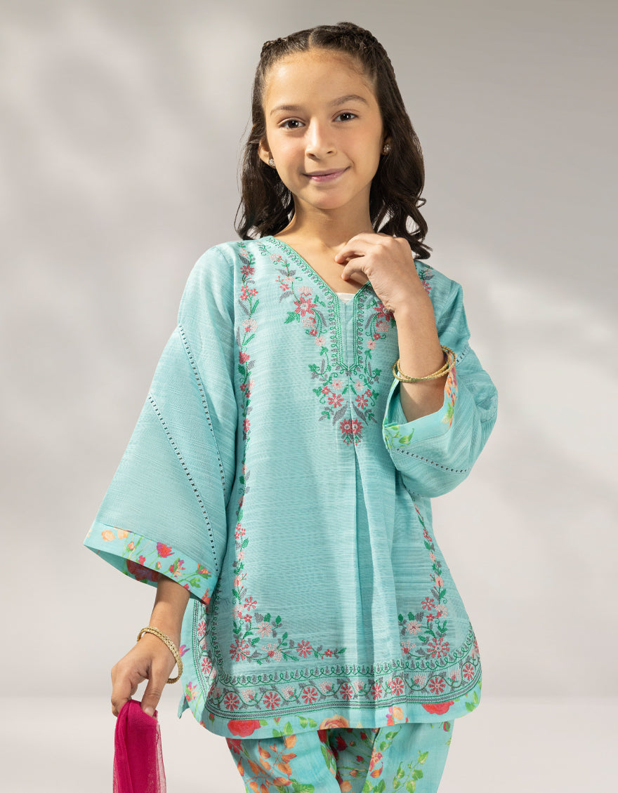 Khaddar Blue Stitched Suit - J. Junaid Jamshed