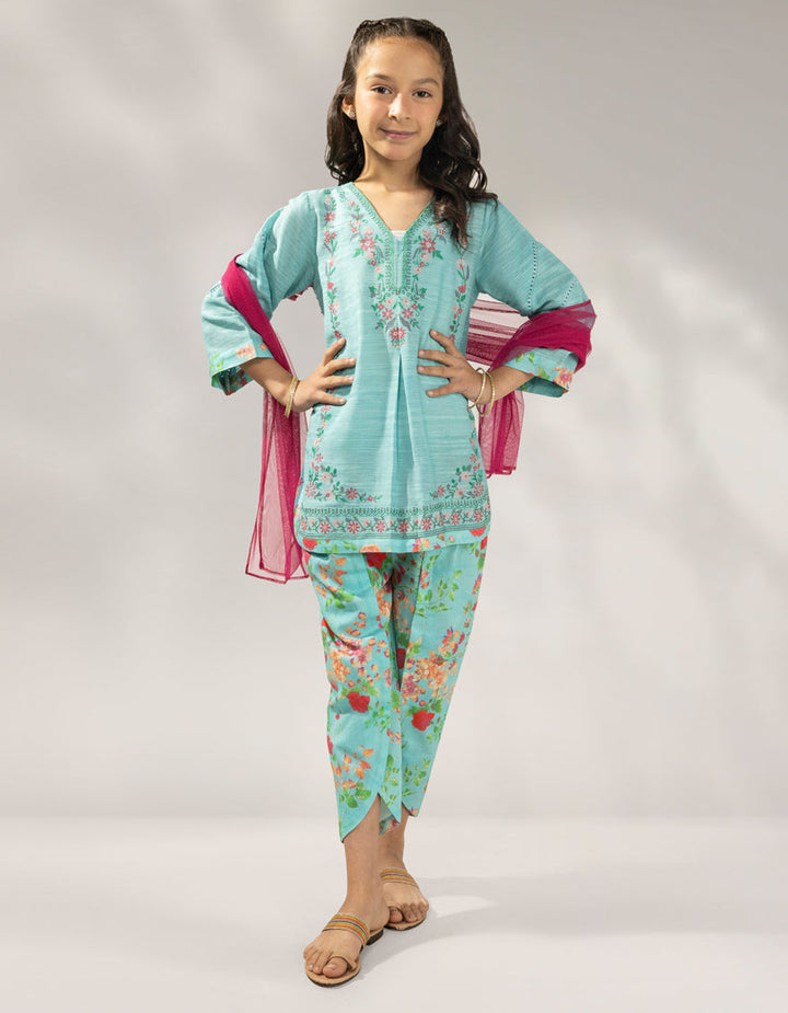 Khaddar Blue Stitched Suit - J. Junaid Jamshed