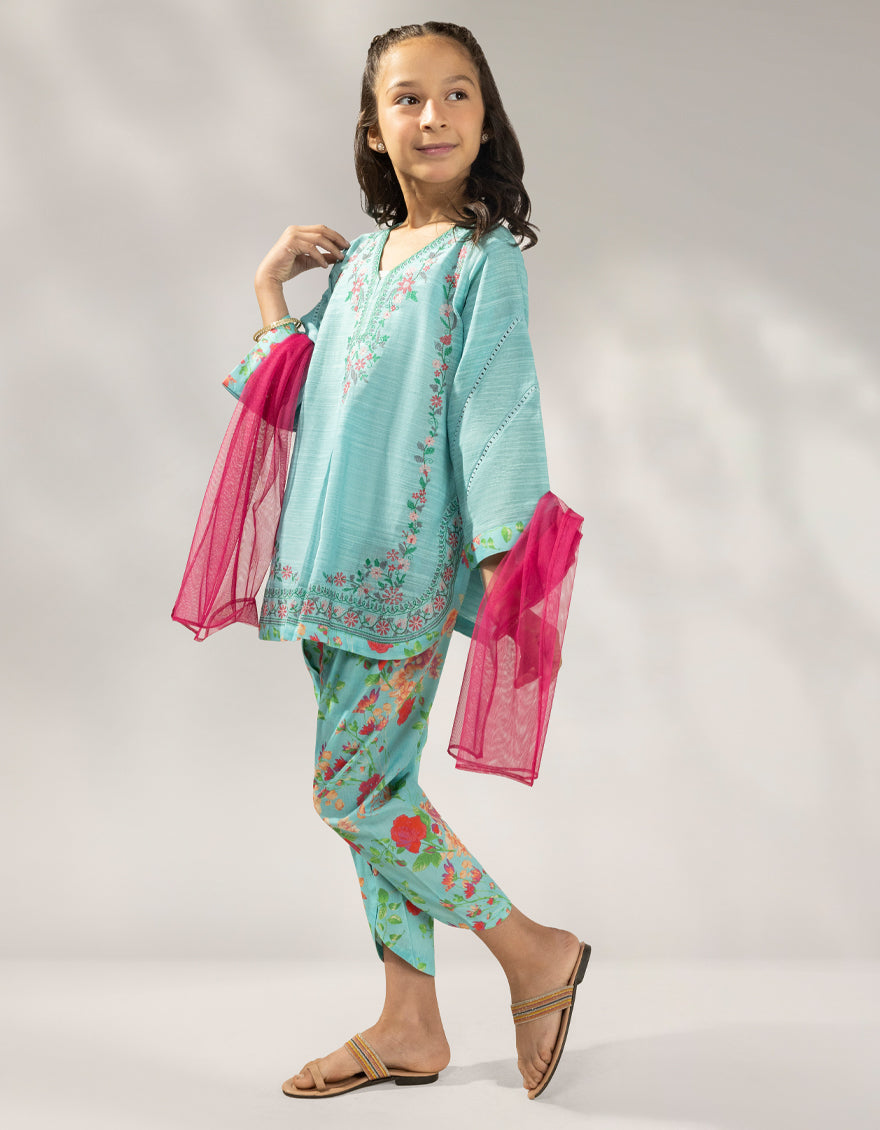 Khaddar Blue Stitched Suit - J. Junaid Jamshed