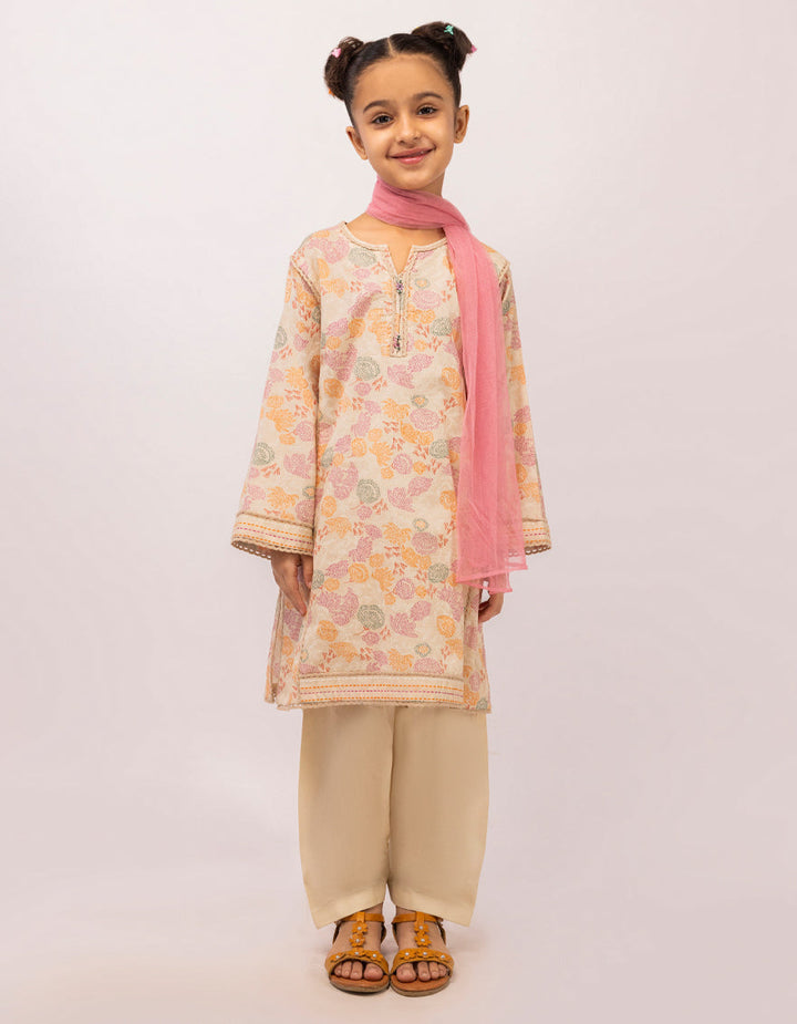 Lawn Beige Stitched Suit - J. Junaid Jamshed