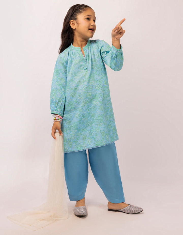 Lawn Blue Stitched Suit - J. Junaid Jamshed