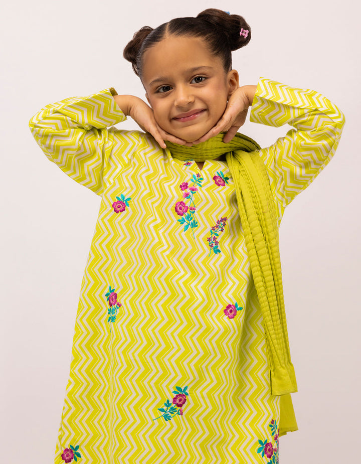 Lawn Green Stitched Suit - J. Junaid Jamshed